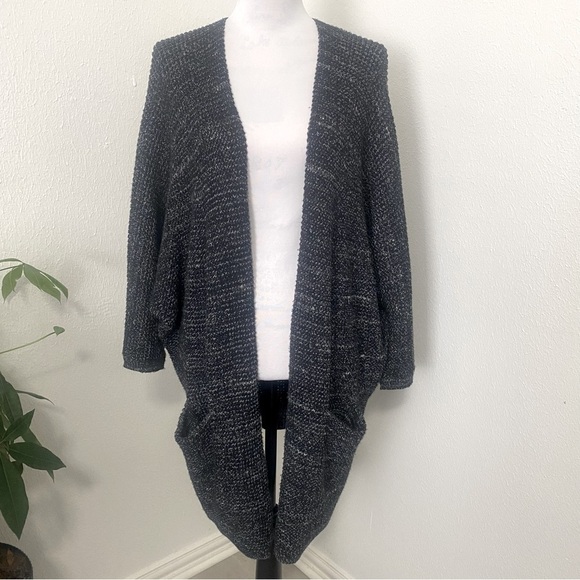 Universal Thread Knitted Open Front Long Midi Cardigan with Pockets Black Medium - Picture 1 of 9